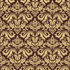 Oriental vector classic pattern. Seamless abstract background with repeating elements. Brown and golden pattern