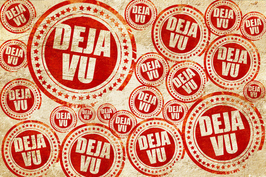 deja vu, red stamp on a grunge paper texture