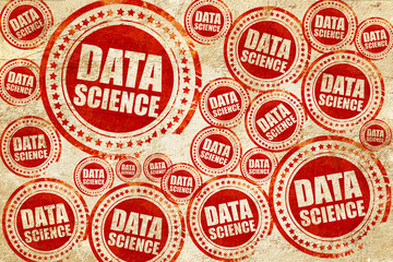 data science, red stamp on a grunge paper texture