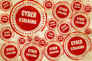 Cyber stalking background, red stamp on a grunge paper texture © Argus
