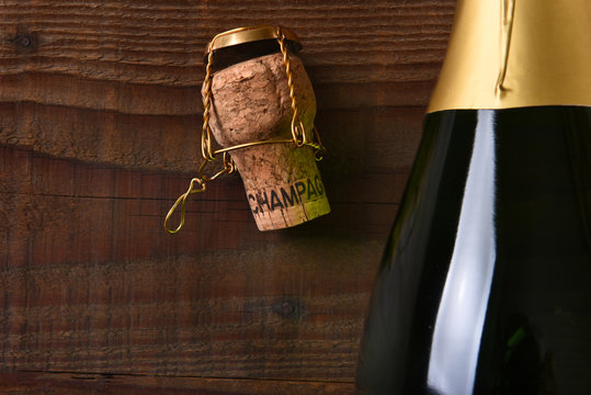 Closeup Champagne Bottle andCork