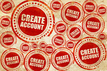 Obraz premium create account, red stamp on a grunge paper texture