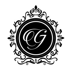 Stylish design. Decorated icon. Black and white illustration , vector