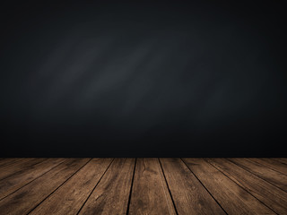blank blackboard on wooden floor