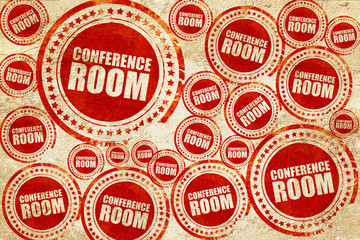 conference room, red stamp on a grunge paper texture