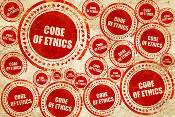 code of ethics, red stamp on a grunge paper texture