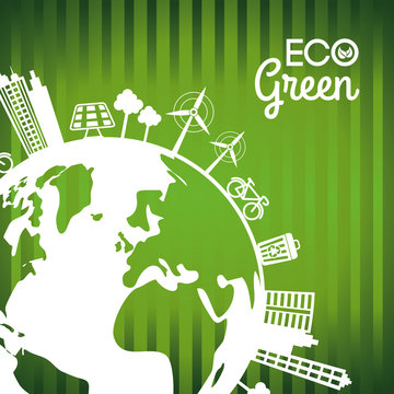 Eco design. City icon. Flat illustration