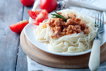 Delicious spaghetti with bacon