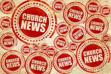 church news, red stamp on a grunge paper texture