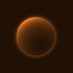 Planet glow sign in cosmic space galaxy. Abstract shine moon icon isolated on black background. Light star night. Symbol of science, universe, astronomy and world, cosmos, eclipse. Vector illustration