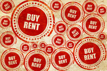 buy rent, red stamp on a grunge paper texture