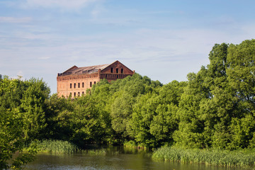 Fototapeta na wymiar Rural landscape - a view of the dilapidated mill