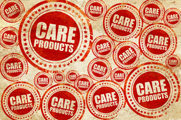 care products, red stamp on a grunge paper texture