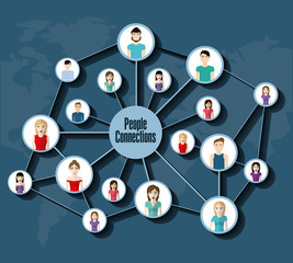 People icon. Connections concept. Flat illustration. Social medi