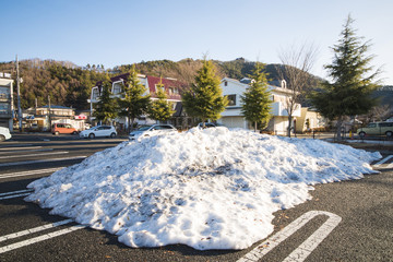 snow melt on the ground in winter