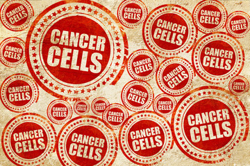 cancer cells, red stamp on a grunge paper texture