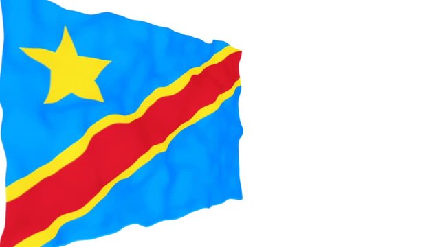 Isolated 3D waving flag of Democratic Republic of the Congo on white background