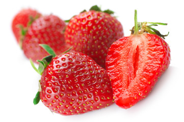 Strawberries on white