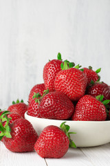 Strawberries in white bowl