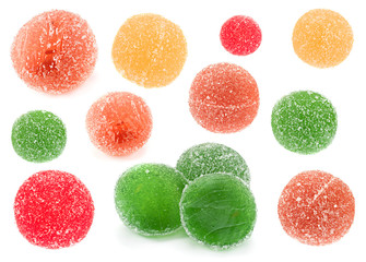 Candied round fruit jelly set