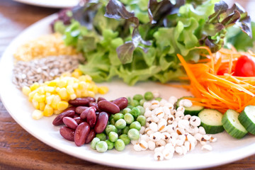 Fresh vegetables salad and grain ,Healthy food