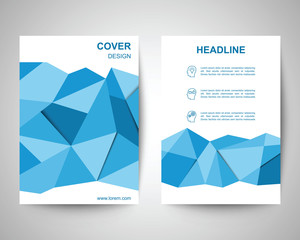 Fototapeta premium blue polygon flyer a4 template