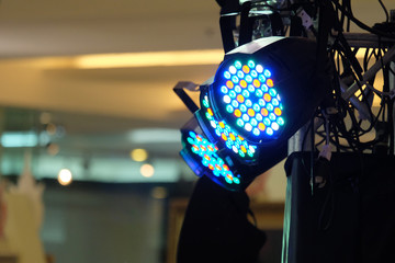 LED lighting equipment, LED PAR stage professional lighting device colored - obrazy, fototapety, plakaty