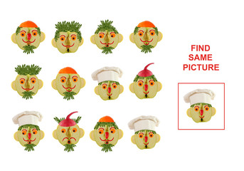 Cartoon  Illustration of Finding the Same Picture.  Educational