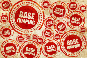 base jumping, red stamp on a grunge paper texture