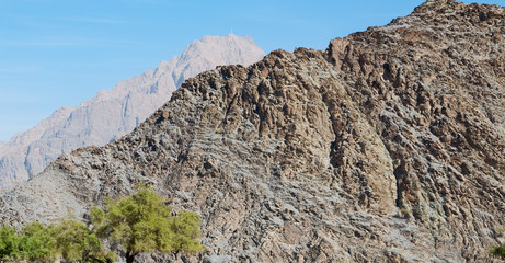in oman  the old mountain gorge and canyon the deep cloudy  sky