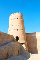 in oman    muscat    the   old defensive  fort battlesment sky a