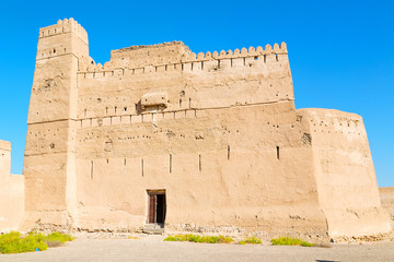 in oman    muscat    the   old defensive  fort battlesment sky a
