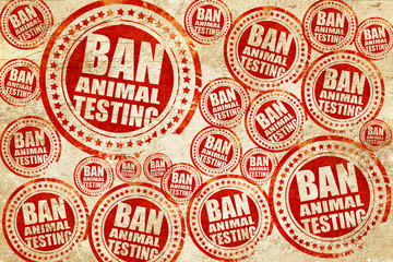 Obraz premium ban animal testing, red stamp on a grunge paper texture