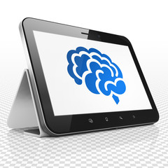 Medicine concept: Tablet Computer with Brain on display