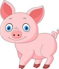 Cartoon pig isolated on white background 