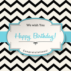 Vintage greeting card with text Happy Birthday, illustration,