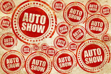 auto show, red stamp on a grunge paper texture
