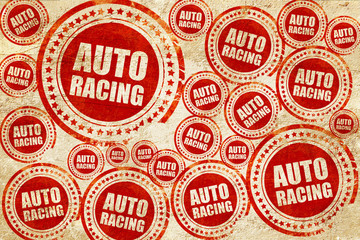 Fototapeta premium auto racing, red stamp on a grunge paper texture