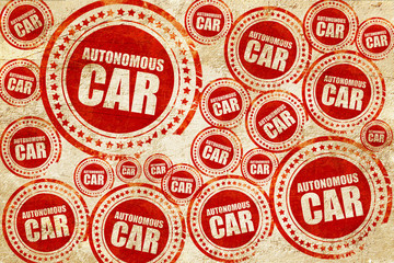 autonomous car, red stamp on a grunge paper texture