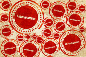 autobiography, red stamp on a grunge paper texture