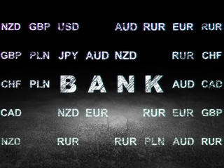 Money concept: Bank in grunge dark room