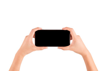 woman hands holding smartphone