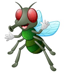 Cute fly animal waving hand