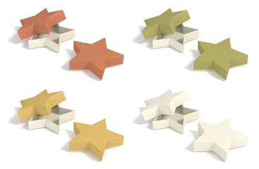 Star-shaped package. Four color variations.
