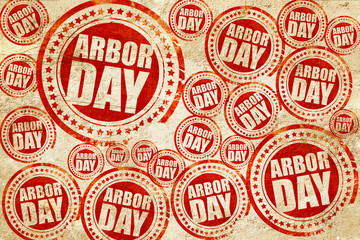 arbor day, red stamp on a grunge paper texture