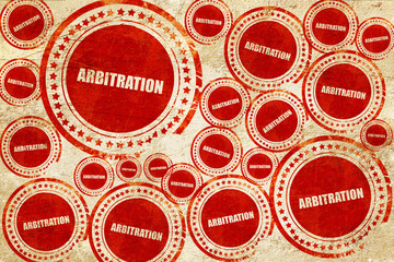arbitration, red stamp on a grunge paper texture