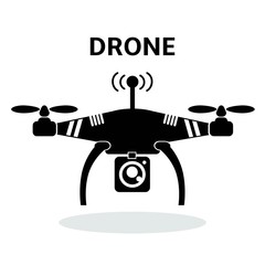 Drone black and white icon vector