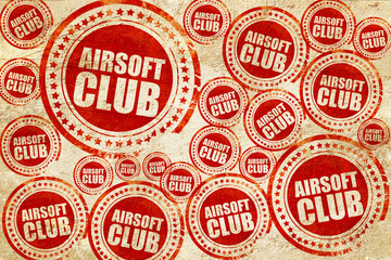 Obraz premium Airsoft club, red stamp on a grunge paper texture