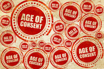 age of consent, red stamp on a grunge paper texture