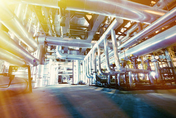 Industrial zone, Steel pipelines, valves and cables